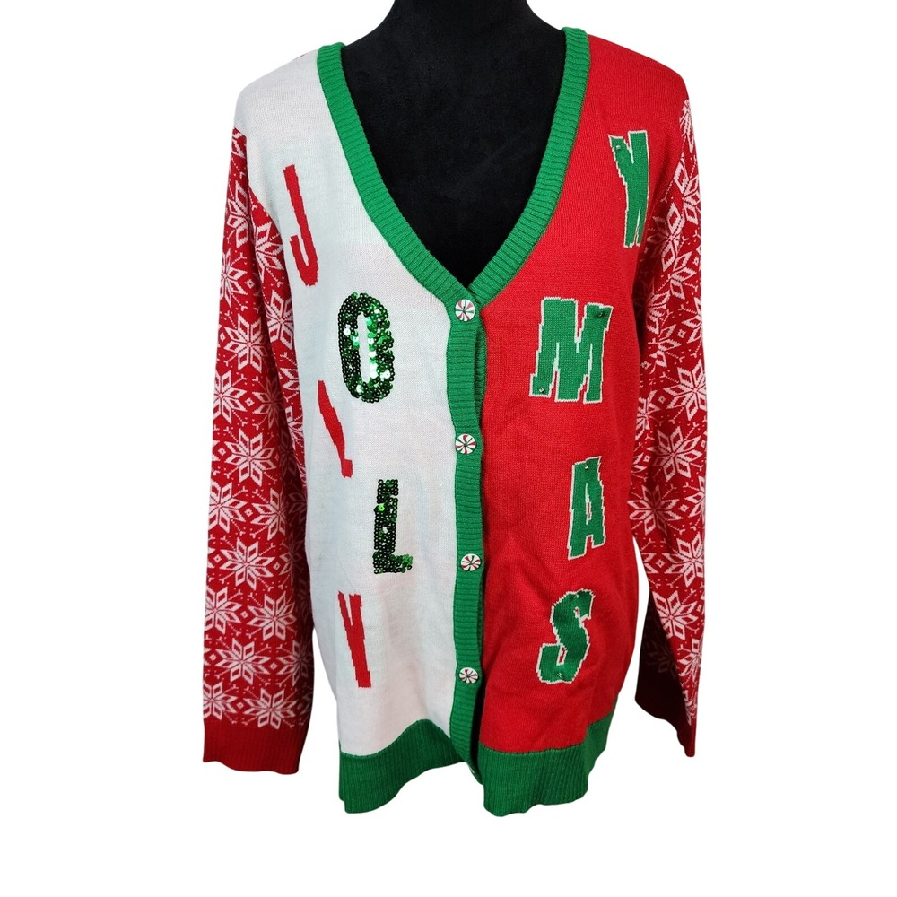 New w/tag! ROCKIN AROUND Size‎ XL Jolly Xmas V-Neck Christmas Holiday Sweater